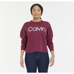 Calvin Klein Garnet Semi Cropped Crew Neck Sweatshirt Size Large